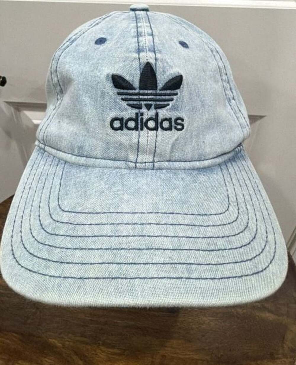 Adidas Denim Baseball Hat Light Blue Adjustable Strap Back Cap